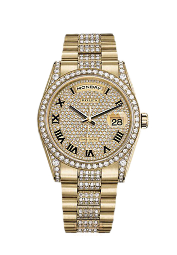 Rolex Day-Date Watch 118388-0025 36 mm Yellow gold Case Silver Golden Dial
