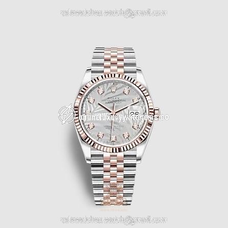 Rolex Datejust Watch 126231-0037 36 mm Stainless steel Pink gold Case Gray Silver Dial