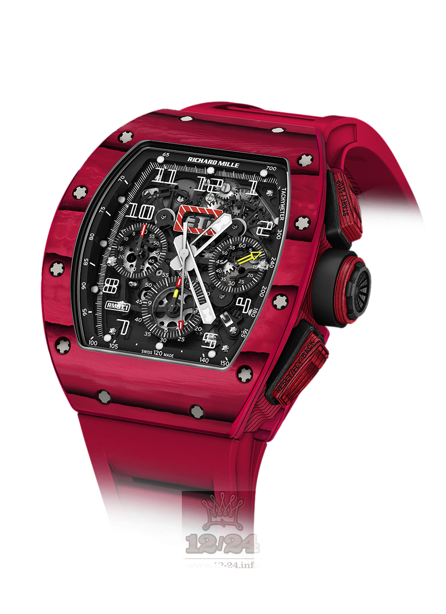 Richard Mille Men's Collection Watch RM 011 RED QTPT 50 mm Titanium Carbon Case