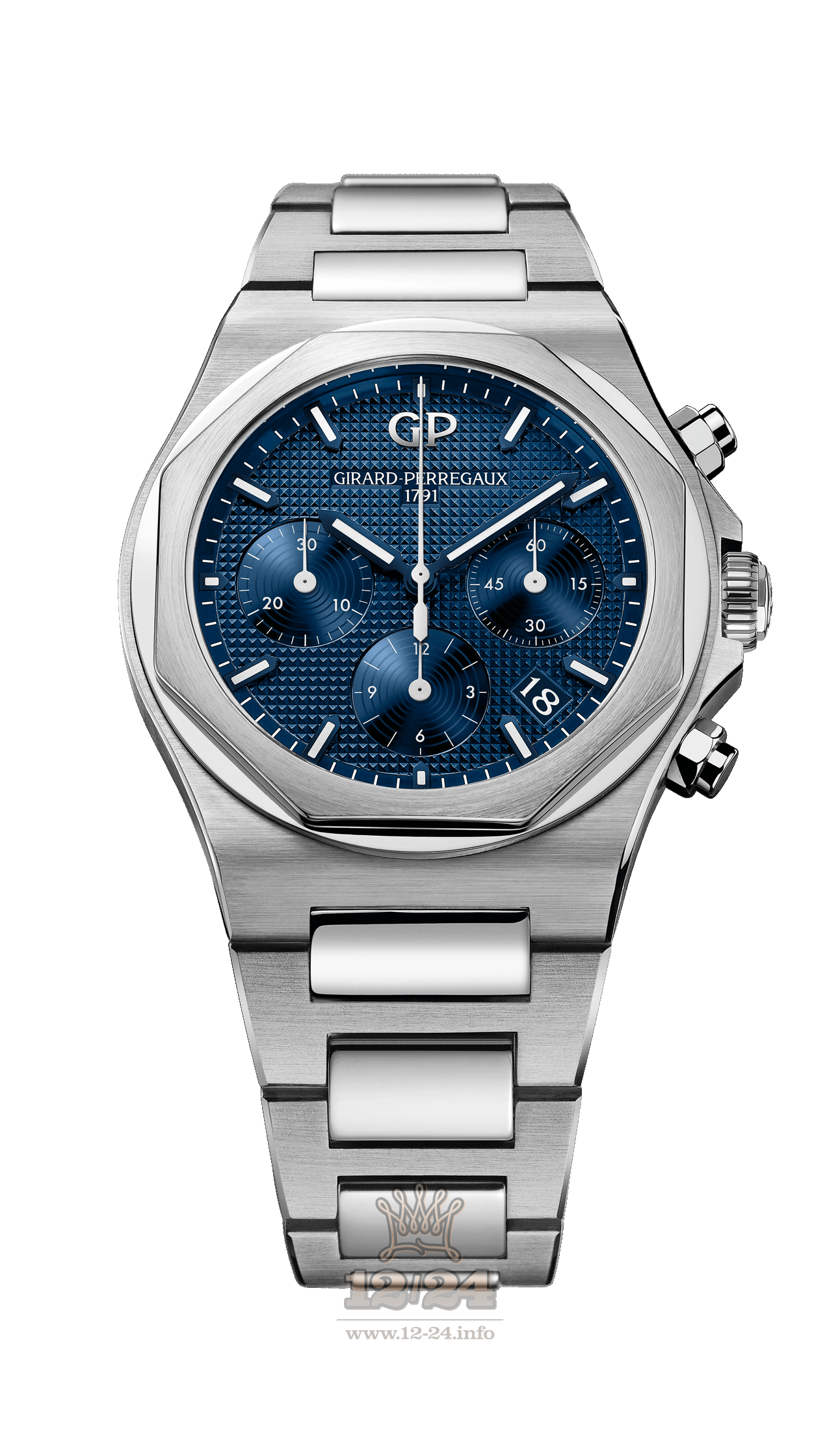 Girard Perregaux Laureato Watch 81040-11-431-11A Stainless steel Case Dark blue Dial