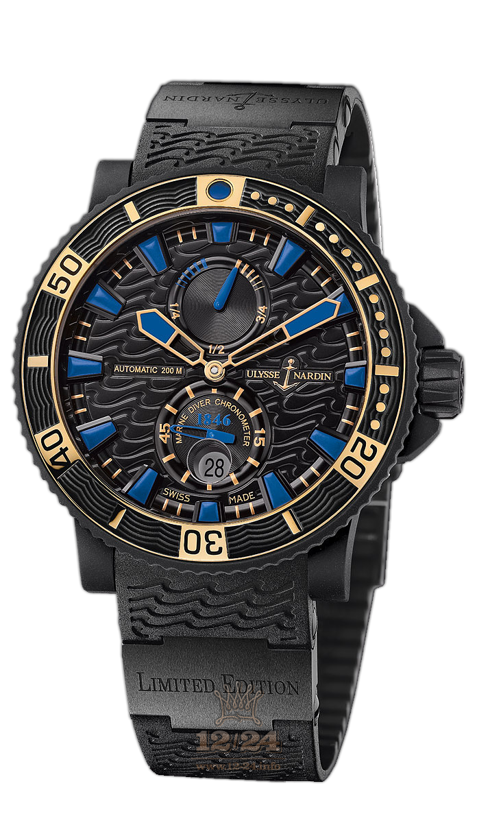 Ulysse Nardin Marine Watch 263-92LE-3C/923-RG 46 mm Stainless steel Case Black Dial