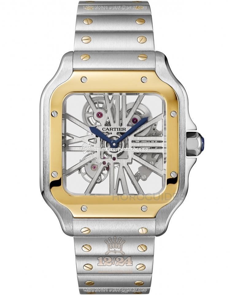 Cartier Santos de Cartier Watch WHSA0012 40 mm Stainless steel Yellow gold Case Silver Dial