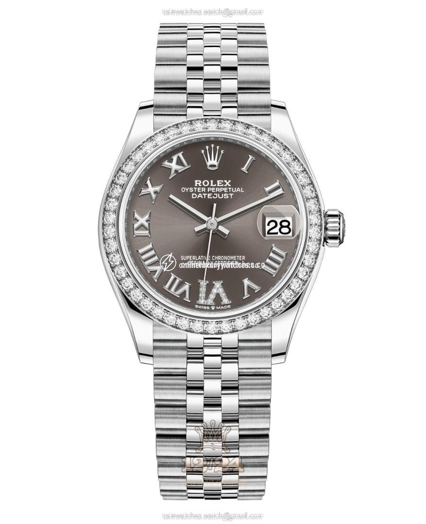 Rolex Datejust Watch 278384rbr-0032 31 mm Stainless steel White gold Case Gray Dial