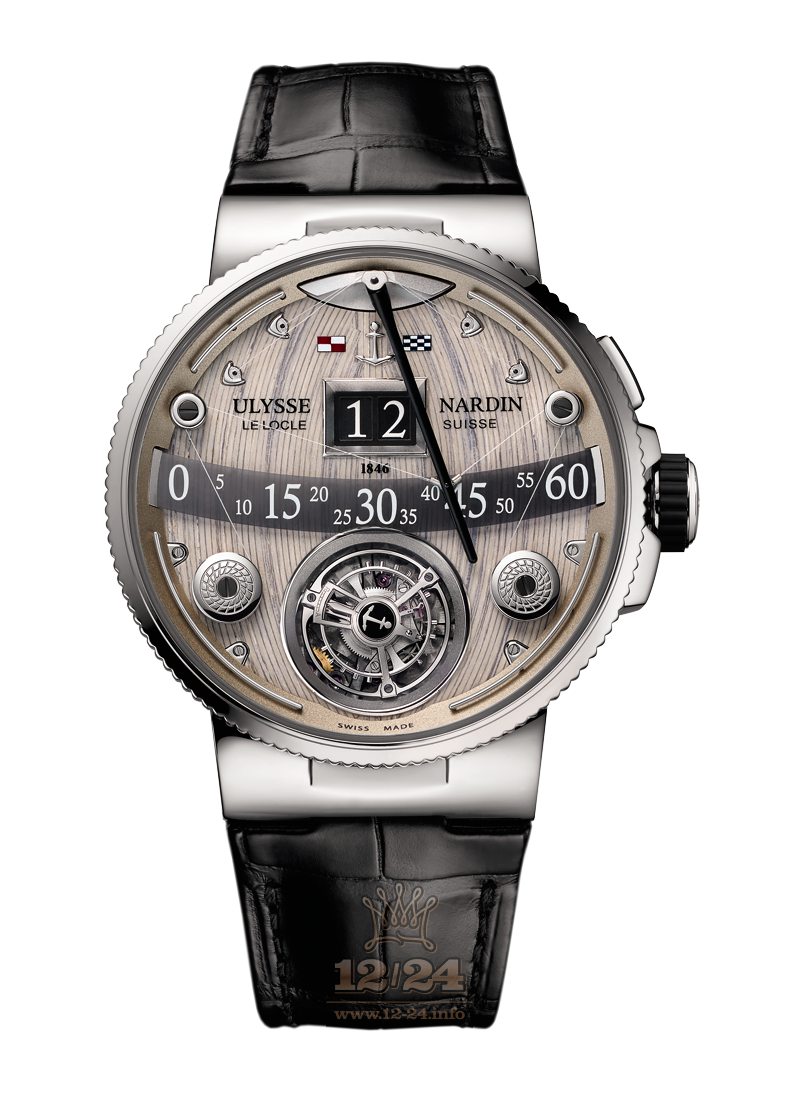 Ulysse Nardin Marine Watch 6309-300/GD 44 mm Platinum Case Brown (chocolate) Dial