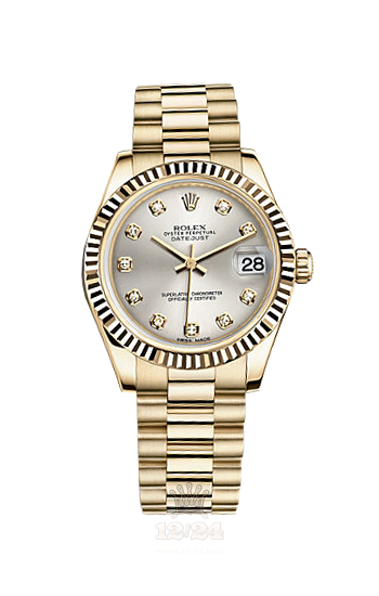 Rolex Datejust Watch 178278-0040 31 mm Yellow gold Case Silver Dial