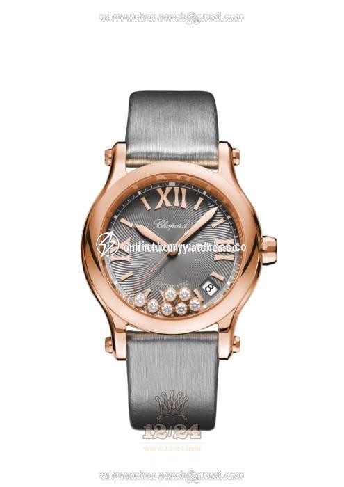 Chopard Happy Sport Watch 274808-5012 36 mm Pink gold Case Gray Dial