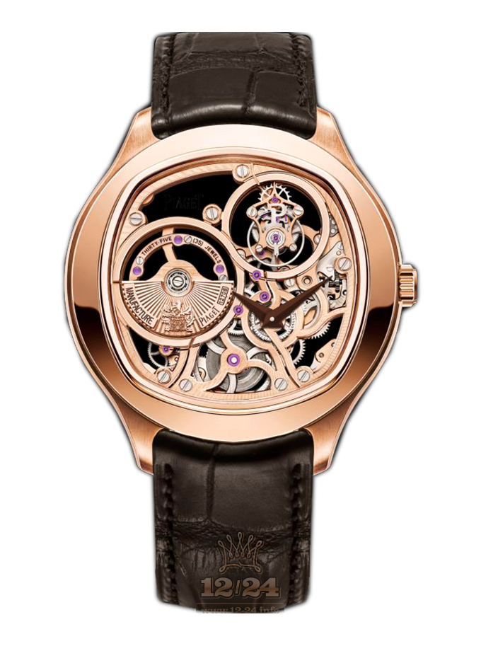 Piaget Black Tie Watch G0A40042 47 mm Pink gold Case Golden Dial