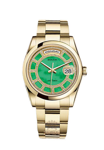 Rolex Day-Date Watch 118208-0353 36 mm Yellow gold Case Green Dial