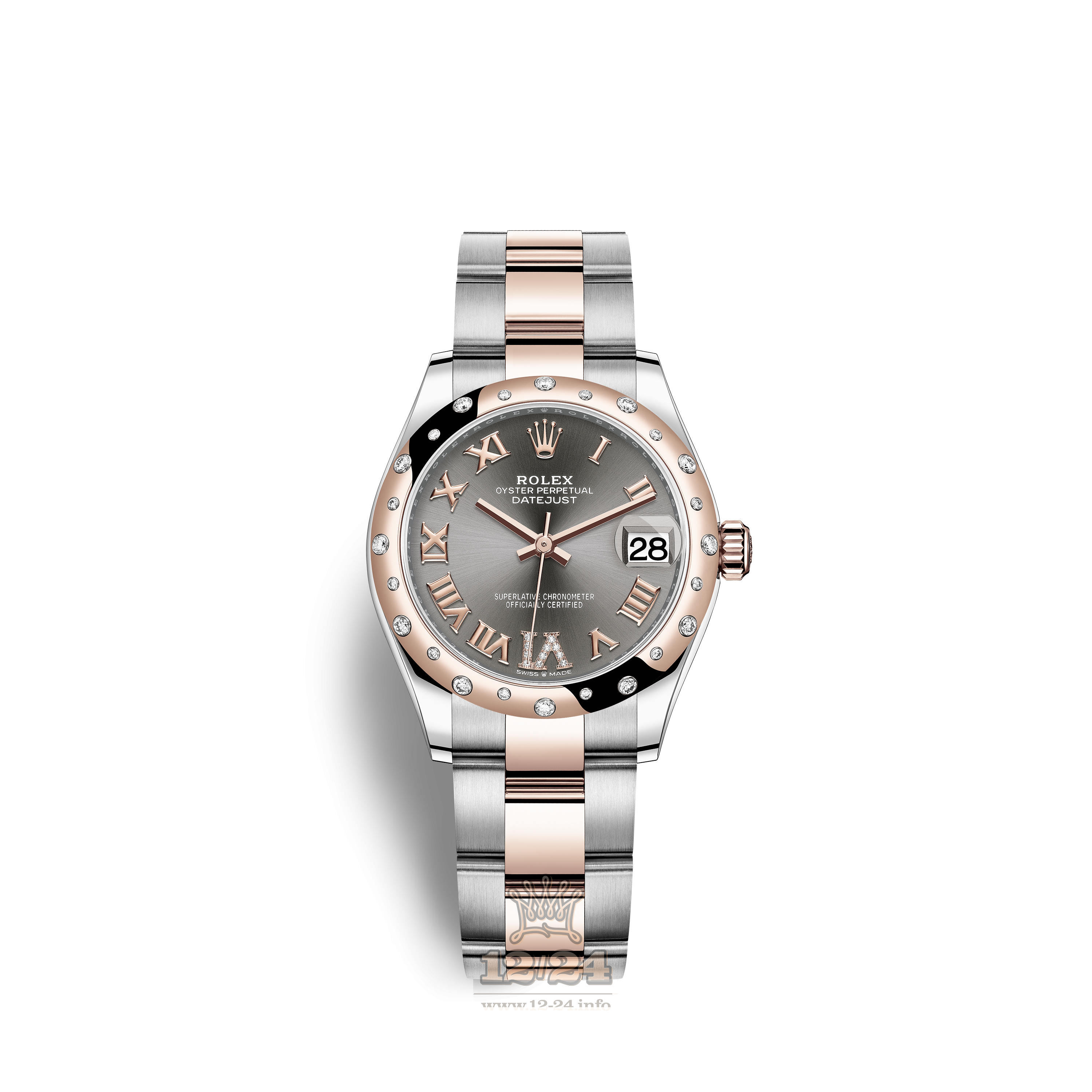 Rolex Datejust Watch 278341rbr-0029 31 mm Stainless steel Pink gold Case Gray Silver Dial