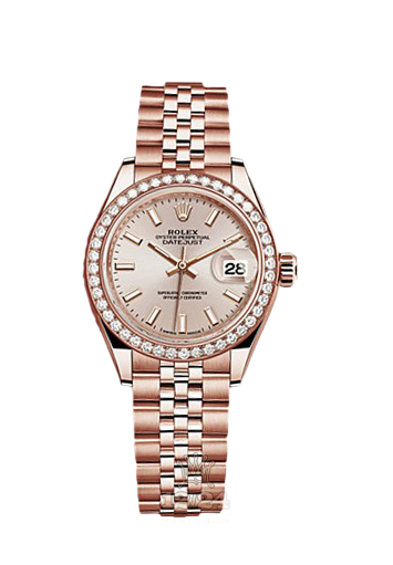 Rolex Datejust Watch 279135rbr-0007 28 mm Pink gold Case Golden Dial