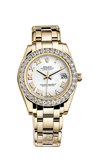Rolex Pearlmaster Watch 81298-0014 34 mm Yellow gold Case White Dial