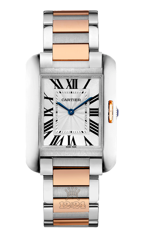 Cartier Tank Watch W5310043 35 mm Steel / Pink gold Case Silver Dial