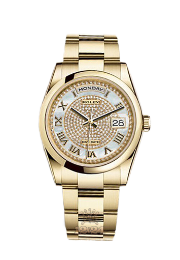 Rolex Day-Date Watch 118208-0347 36 mm Yellow gold Case White Dial