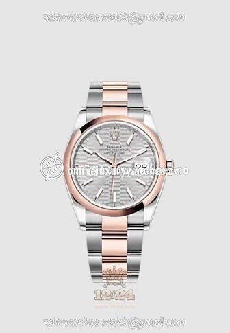 Rolex Datejust Watch 126201-0034 36 mm Stainless steel Pink gold Case Gray Silver Dial
