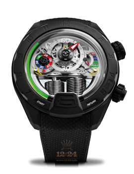 HYT H4 Watch 151-DL-08-GF-RN 51 mm Titanium DLC coating Case Silver Dial