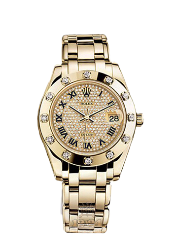 Rolex Pearlmaster Watch 81318-0044 34 mm Yellow gold Case Silver Dial