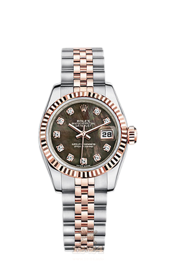 Rolex Lady-Datejust Watch 179171-0019 26 mm Steel / Pink gold Case Black Dial
