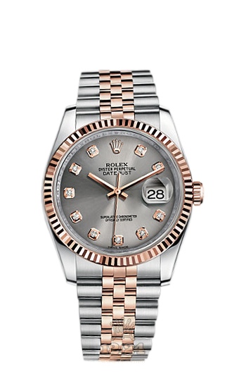 Rolex Datejust Watch 116231-0100 36 mm Steel / Pink gold Case Silver Dial