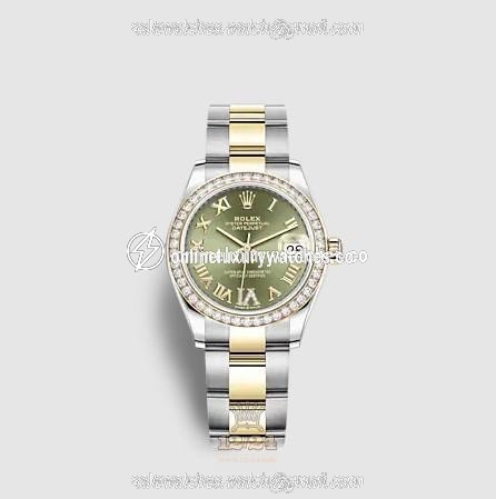 Rolex Datejust Watch 278383rbr-0015 31 mm Stainless steel Yellow gold Case Green Dial