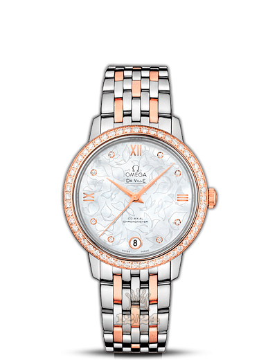 Omega Prestige Watch 424.25.33.20.55.003 33 mm Steel / Pink gold Case White Dial