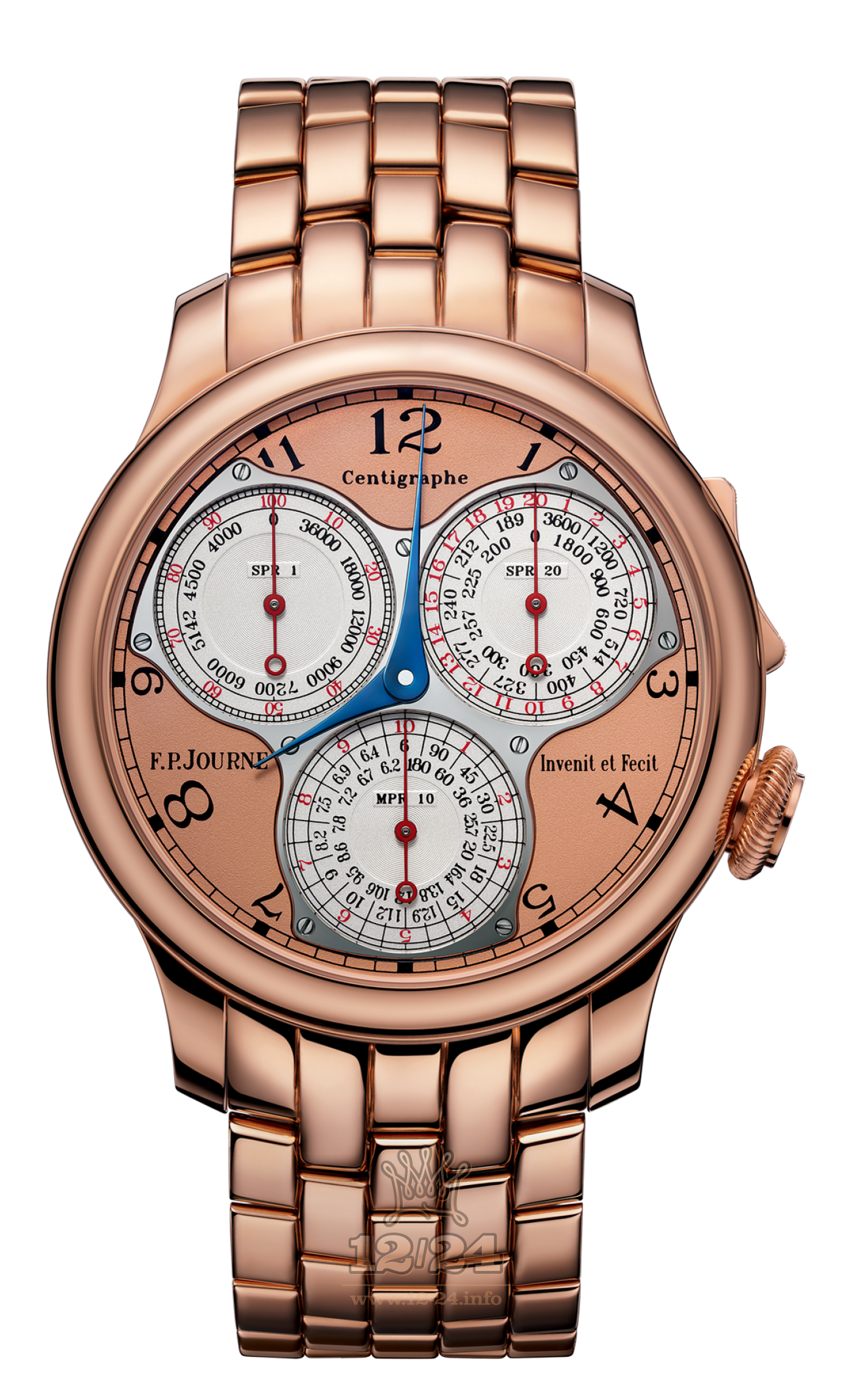 F.P.Journe Souveraine Watch FPJ-Co-Souveraine-Centigraphe-LN-Or 40 mm Pink gold Case White Silver Golden Dial
