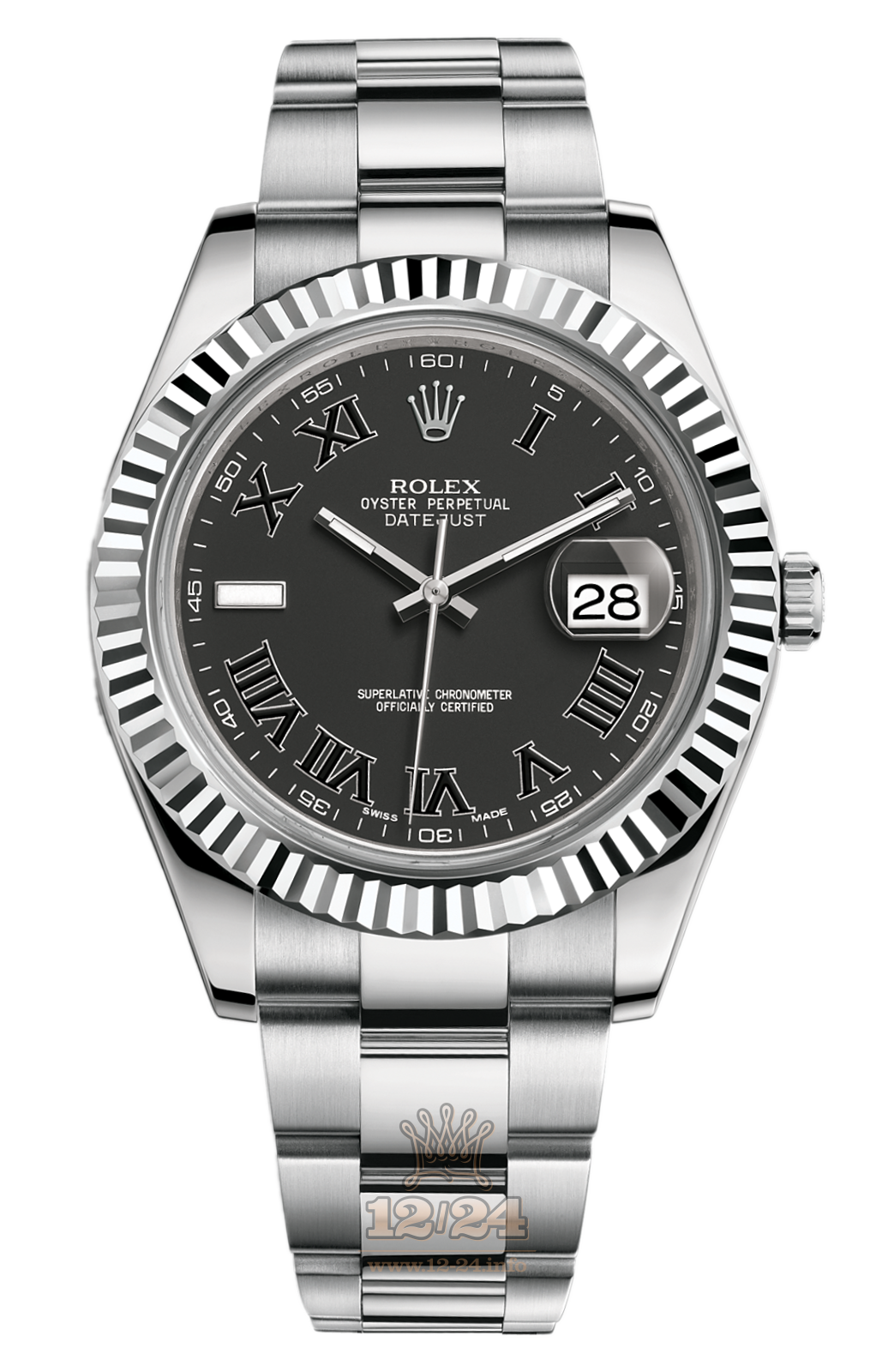 Rolex Datejust Watch 116334-0002 41 mm Steel / White gold Case Black Dial