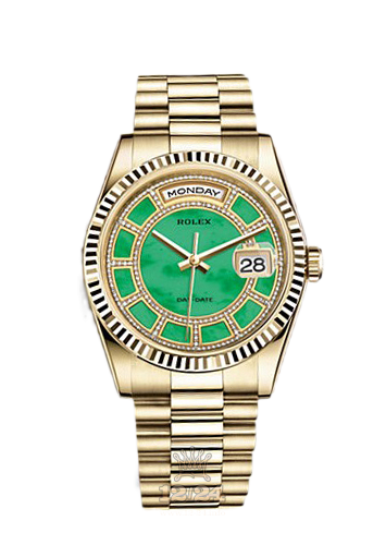 Rolex Day-Date Watch 118238-0437 36 mm Yellow gold Case Green Dial