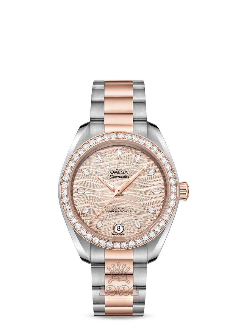 Omega Seamaster Watch 220.25.34.20.59.001 34 mm Steel / Pink gold Case Beige Dial