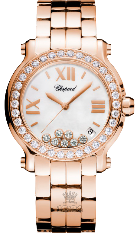 Chopard Happy Diamonds Watch 277481-5002 36 mm Pink gold Case White Dial