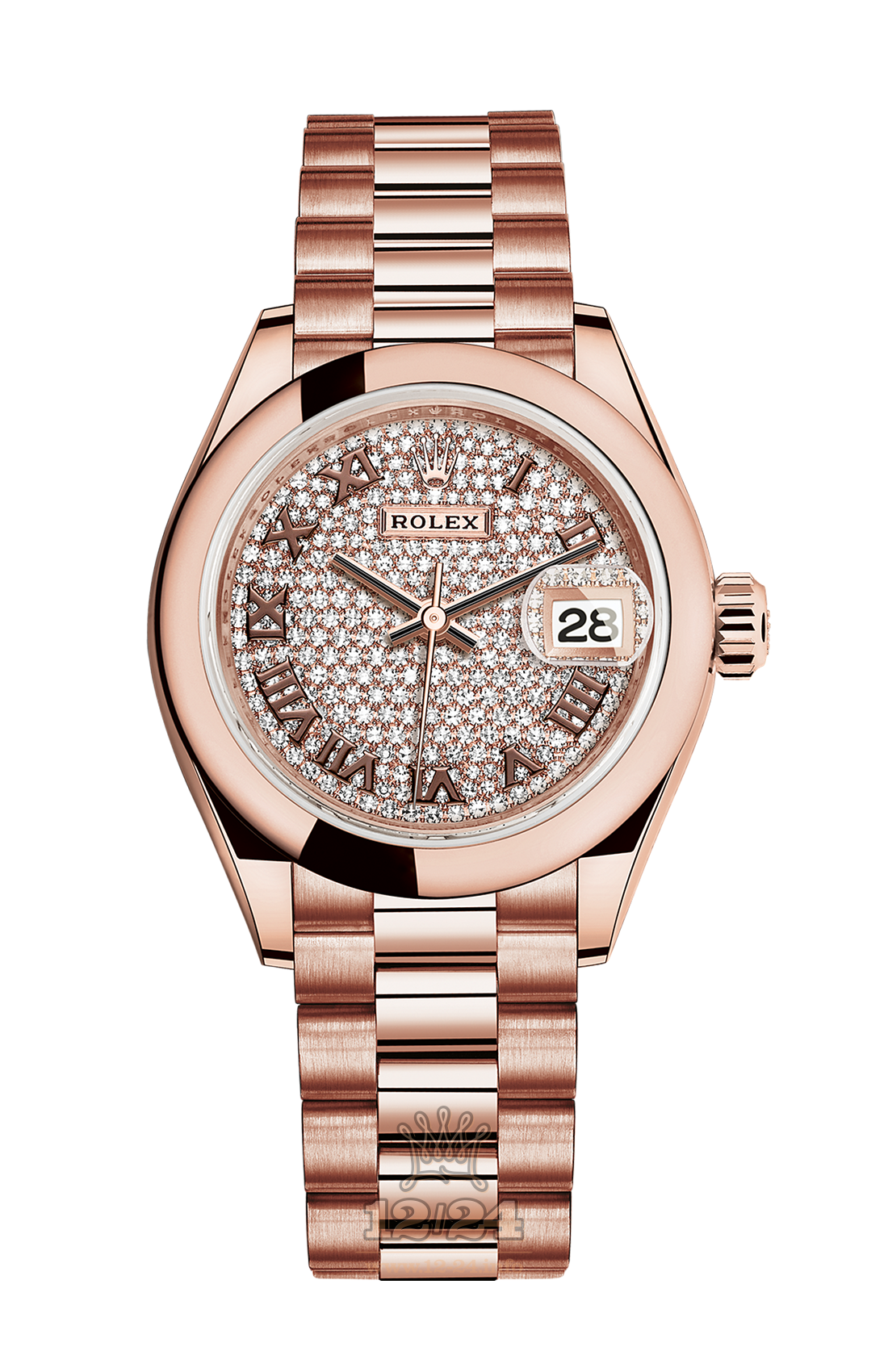 Rolex Datejust Watch 279165-0023 28 mm Pink gold Case Silver Golden Dial