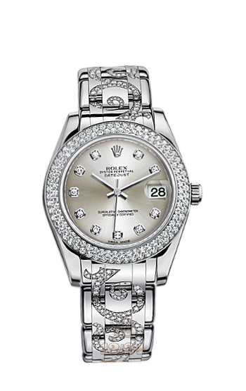Rolex Pearlmaster Watch 81339-0030 34 mm White gold Case Silver Dial