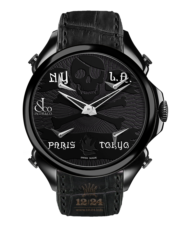 Jacob & Co Gents Collection Watch PZ500.11.NS.NP.A 45 mm Stainless steel PVD coating Case Black Dial