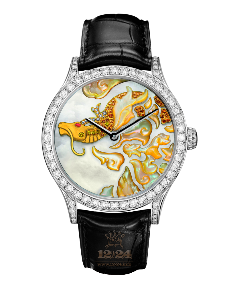 Van Cleef Extraordinary Dials Watch VCARO4FH00 White gold Case White Golden Painted Dial