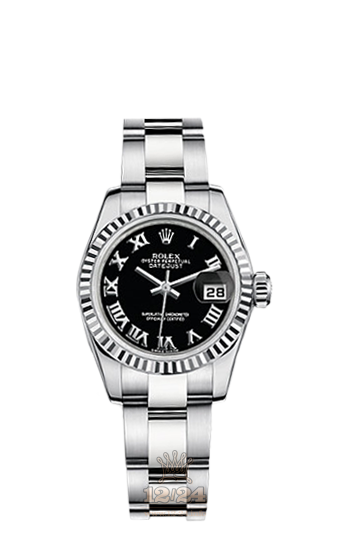 Rolex Lady-Datejust Watch 179174-0097 26 mm Steel / White gold Case Black Dial