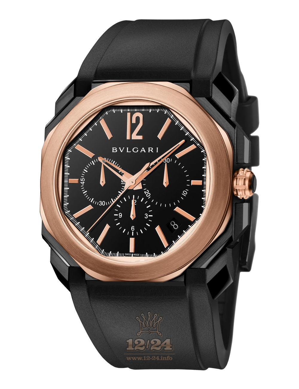 Bvlgari Octo Watch 102488 BGO41BBSPGVDCH 41 mm Stainless steel Pink gold DLC coating Case Black Dial