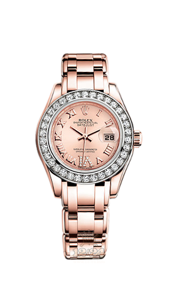 Rolex Pearlmaster Watch 80285-0008 29 mm Pink gold Case Pink Dial