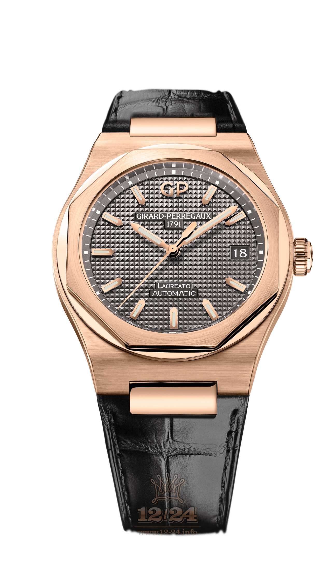 Girard Perregaux Laureato Watch 81005-52-232-BB6A Pink gold Case Gray Dial