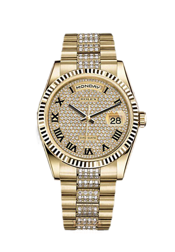 Rolex Day-Date Watch 118238-0331 36 mm Yellow gold Case Silver Golden Dial