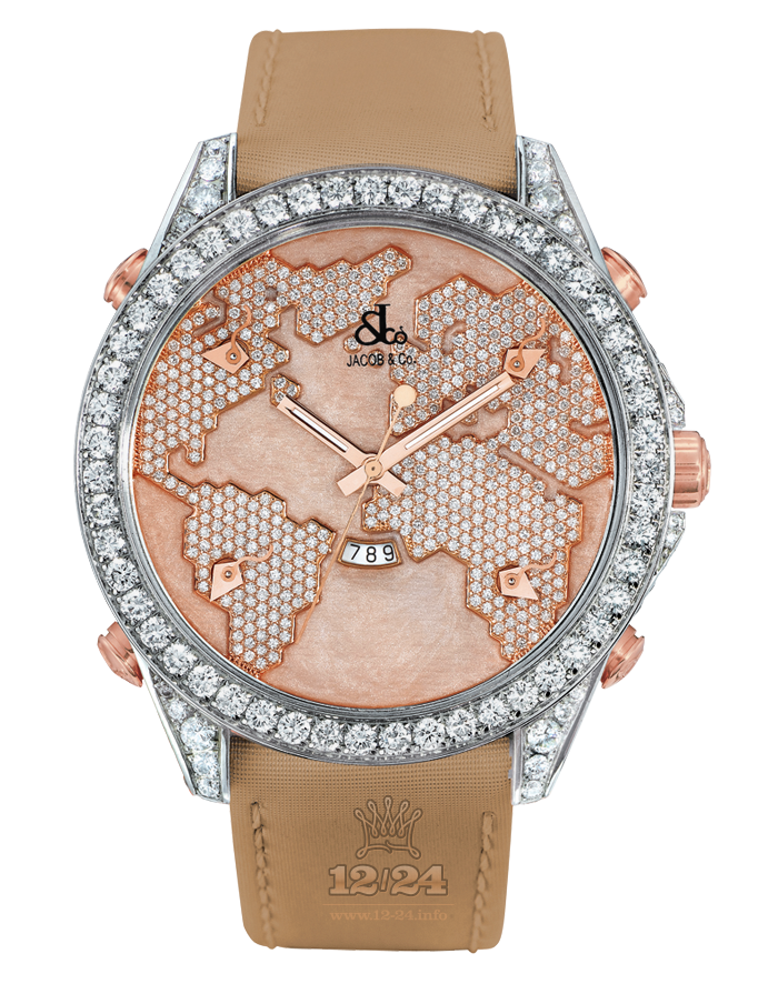 Jacob & Co Iconic Collection Watch JC-47SRWRDC 47 mm White gold Case Brown (chocolate) Dial