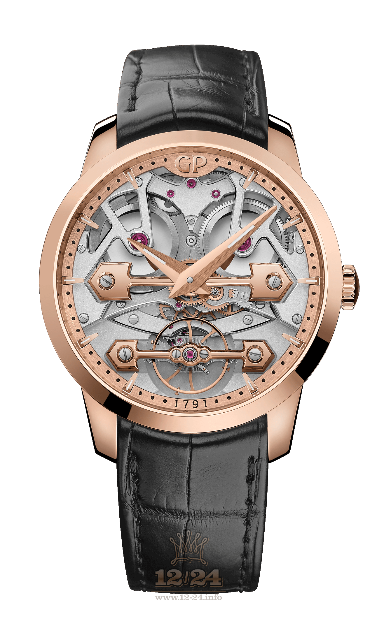 Girard Perregaux Bridges Watch 86005-52-001-BB6A Pink gold Case Silver Dial