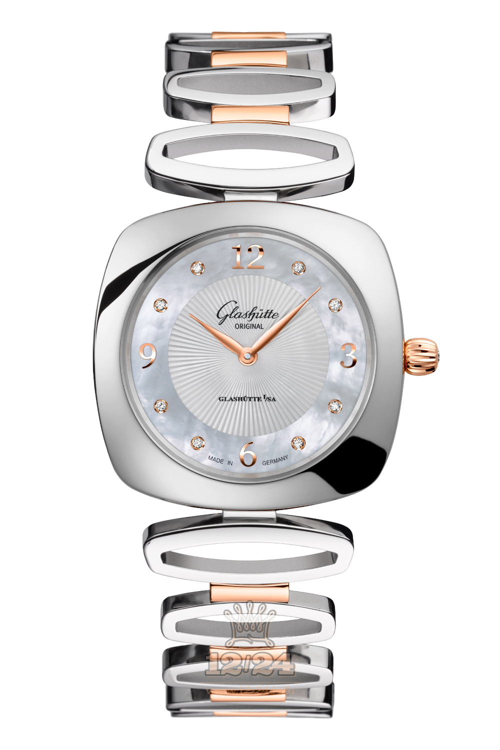Glashutte Ladies Watch 1-03-02-04-16-14 31 mm Steel / Pink gold Case Silver Dial
