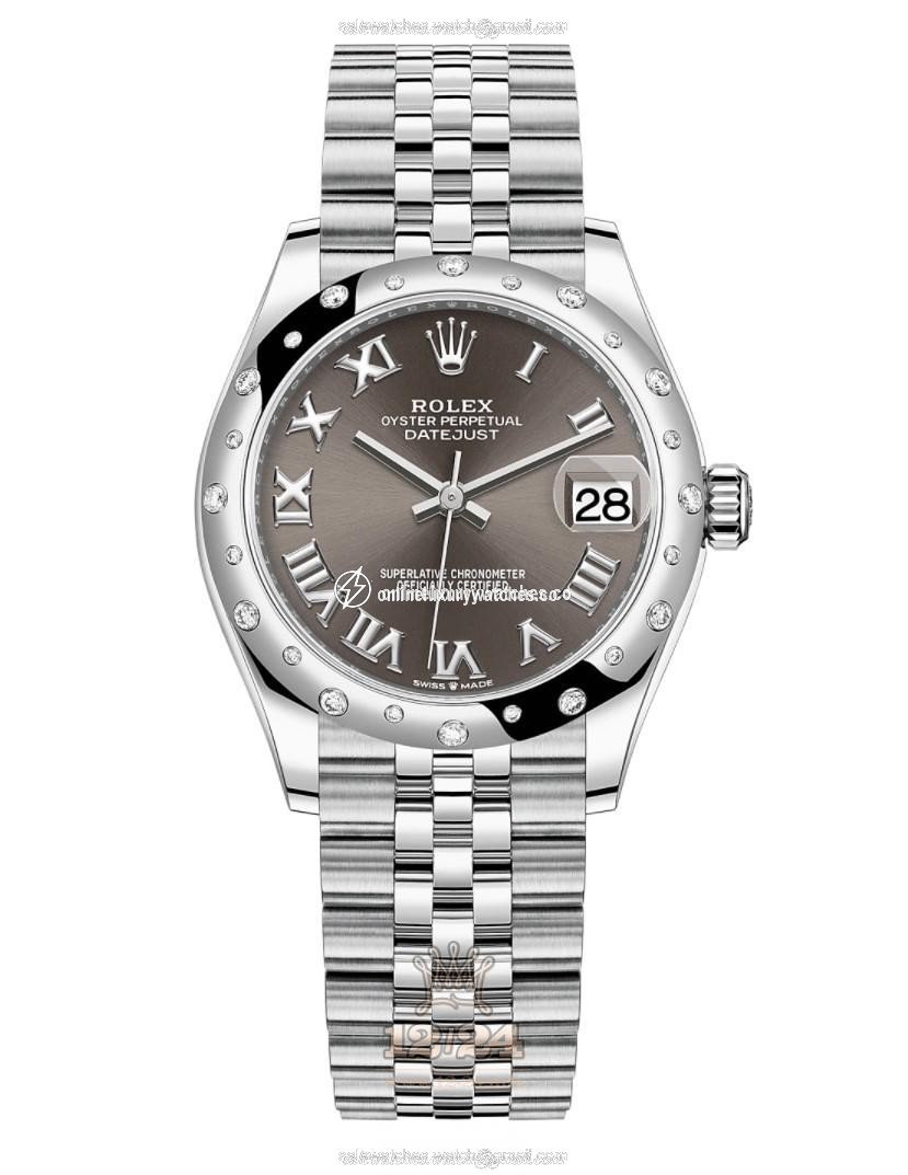 Rolex Datejust Watch 278344rbr-0024 31 mm Stainless steel White gold Case Gray Dial