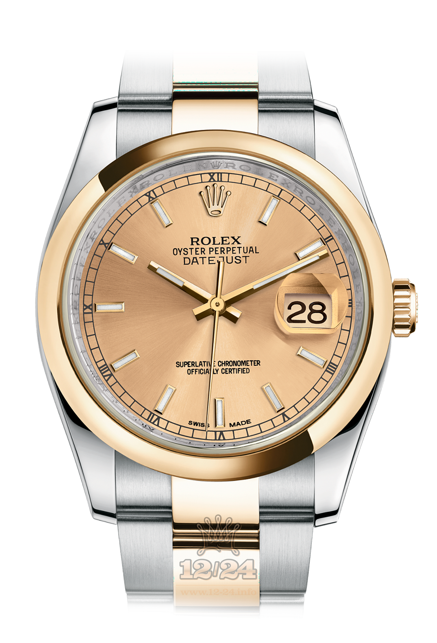 Rolex Datejust Watch 116203-0125 36 mm Steel / Yellow gold Case Golden Dial