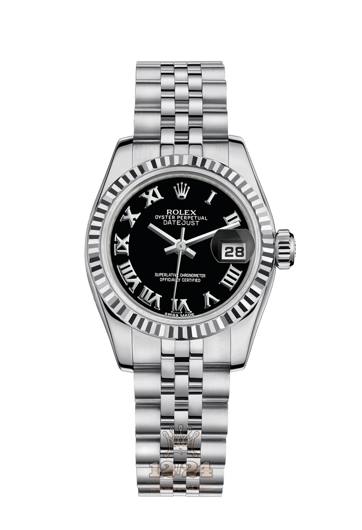 Rolex Lady-Datejust Watch 179174-0096 26 mm Steel / White gold Case Black Dial