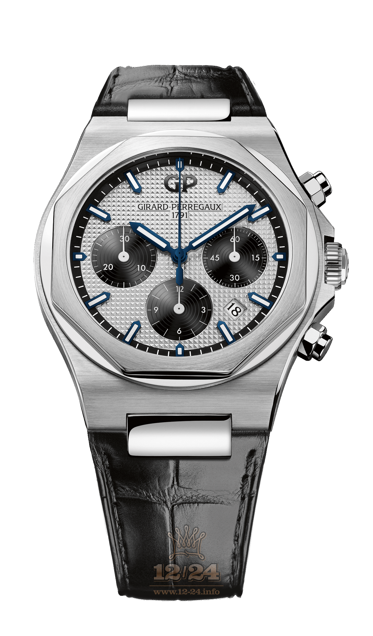 Girard Perregaux Laureato Watch 81020-11-131-BB6A Stainless steel Case Black Silver Dial