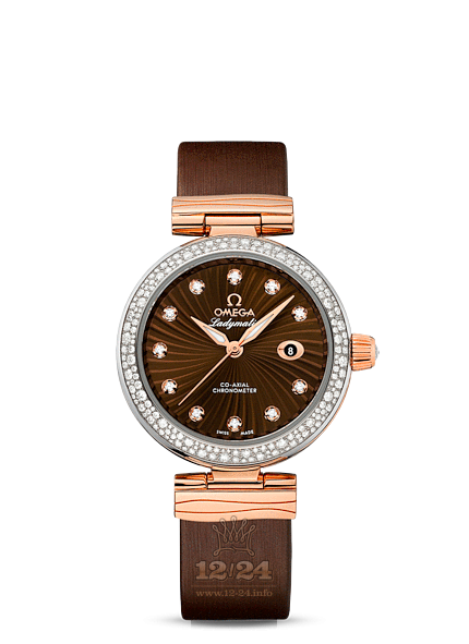 Omega Ladymatic Watch 425.27.34.20.63.001 34 mm Steel / Pink gold Case Brown (chocolate) Dial