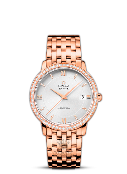 Omega Prestige Watch 424.55.37.20.52.001 37 mm Pink gold Case Silver Dial
