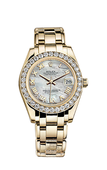 Rolex Pearlmaster Watch 81298-0004 34 mm Yellow gold Case White Dial