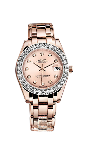 Rolex Pearlmaster Watch 81285-0014 34 mm Pink gold Case Pink Dial