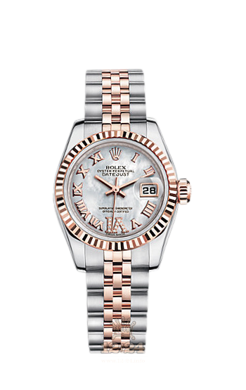 Rolex Lady-Datejust Watch 179171-0079 26 mm Steel / Pink gold Case White Dial
